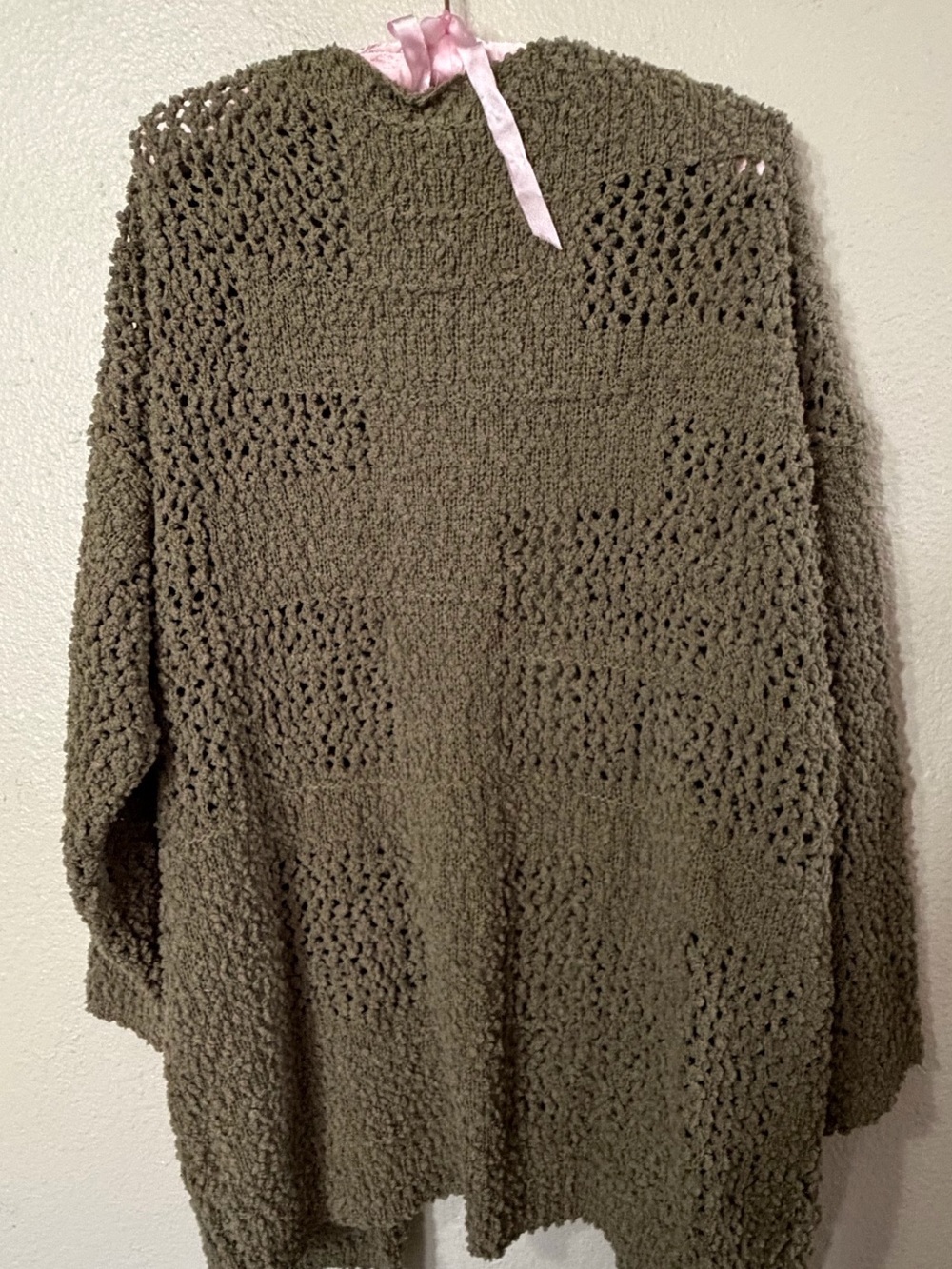 Kyl Women’s Olive Open-Front Chunky Knit Cardigan Sweater - Picture 3 of 11